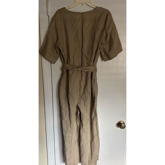 EVERLANE The Wrap Jumpsuit in Linen Trench Coat Khaki Size 6 / NWT - Picture 13 of 13
